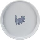 Napf, flach und breit, Katze, Keramik, 0,6 l/ø 23 cm, grau