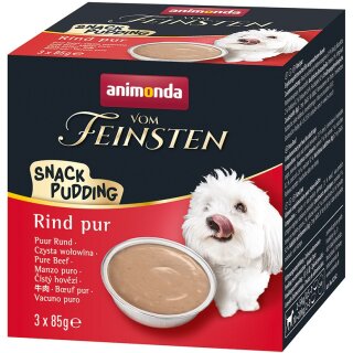 Vom Feinsten Dog Snack Pudding Rind pur 3x85 g
