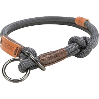 BE NORDIC Zug-Stopp-Halsband M: 45 cm/ø 8 mm, dunkelgrau/braun