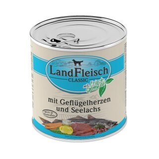 LandFleisch Dog Classic Gefl&uuml;gelherzen &amp; Seelachs 800g