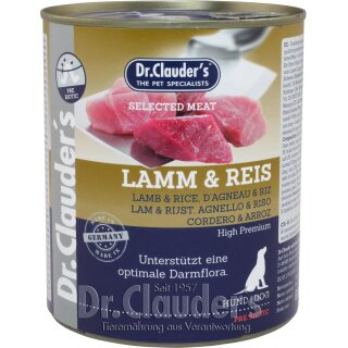Dr. Clauder´s Hunde Nassfutter Dose Selected Meat Prebiotics Lamm & Reis 800 g