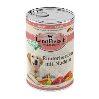 LandFleisch Dog Classic Rinderherzen mit Nudeln mit Gartengemüse 400g