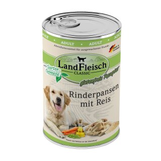 LandFleisch Dog Classic Rinderpansen mit Reis mit Gartengemüse 400g