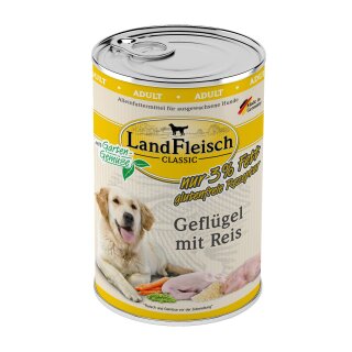 LandFleisch Dog Classic Geflügel mit Reis mit Gartengemüse extra mager 400g