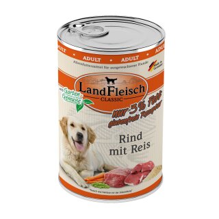 LandFleisch Dog Classic Rind mit Reis mit Gartengemüse extra mager 400g