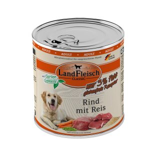 LandFleisch Dog Classic Rind mit Reis mit Gartengemüse extra mager 800g