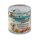 LandFleisch Dog Classic Rinderherzen mit Reis, Wildapfel...