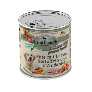 LandFleisch Dog Classic Ente mit Lamm, Kartoffeln und Wildapfel mit Gartengemüse 800g