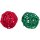 2 Bälle mit Schelle, Rattan, ø 4 cm, rot und grün